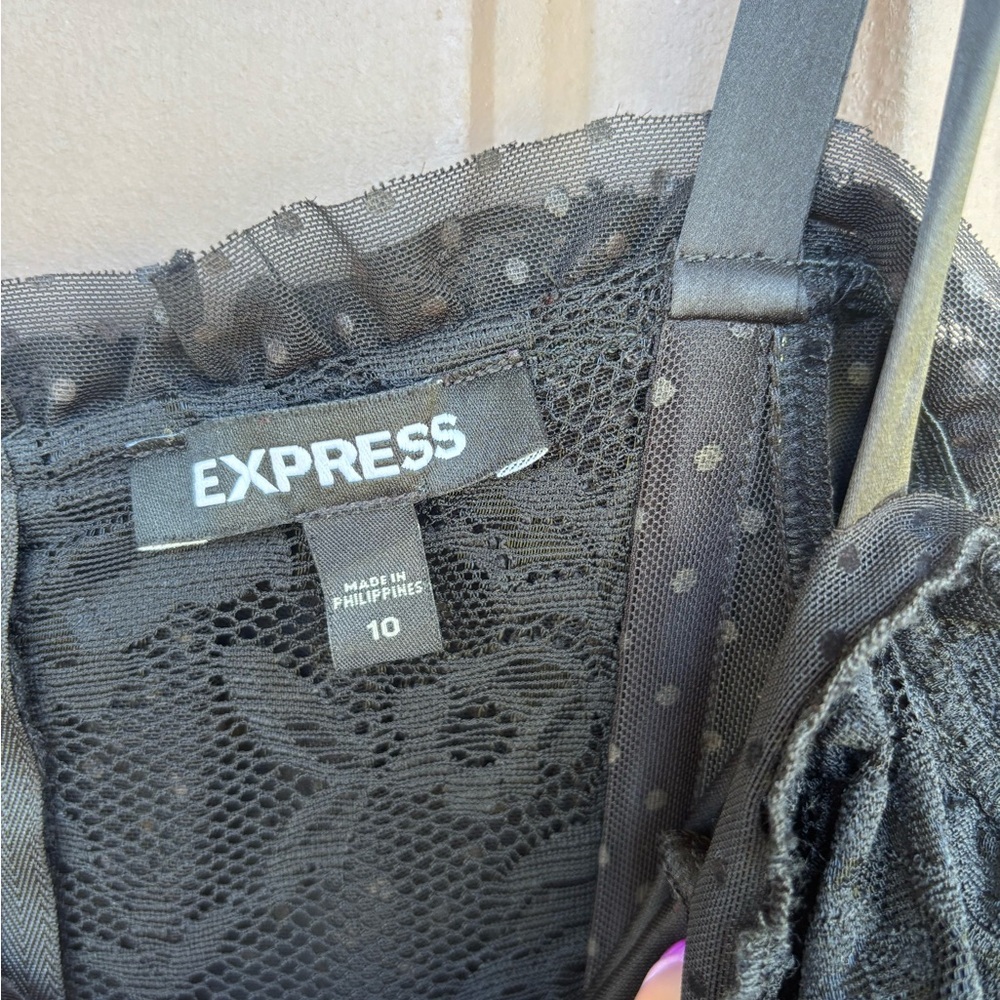 Express Black Lace Ruffle Jumpsuit - Picture 2 of 6